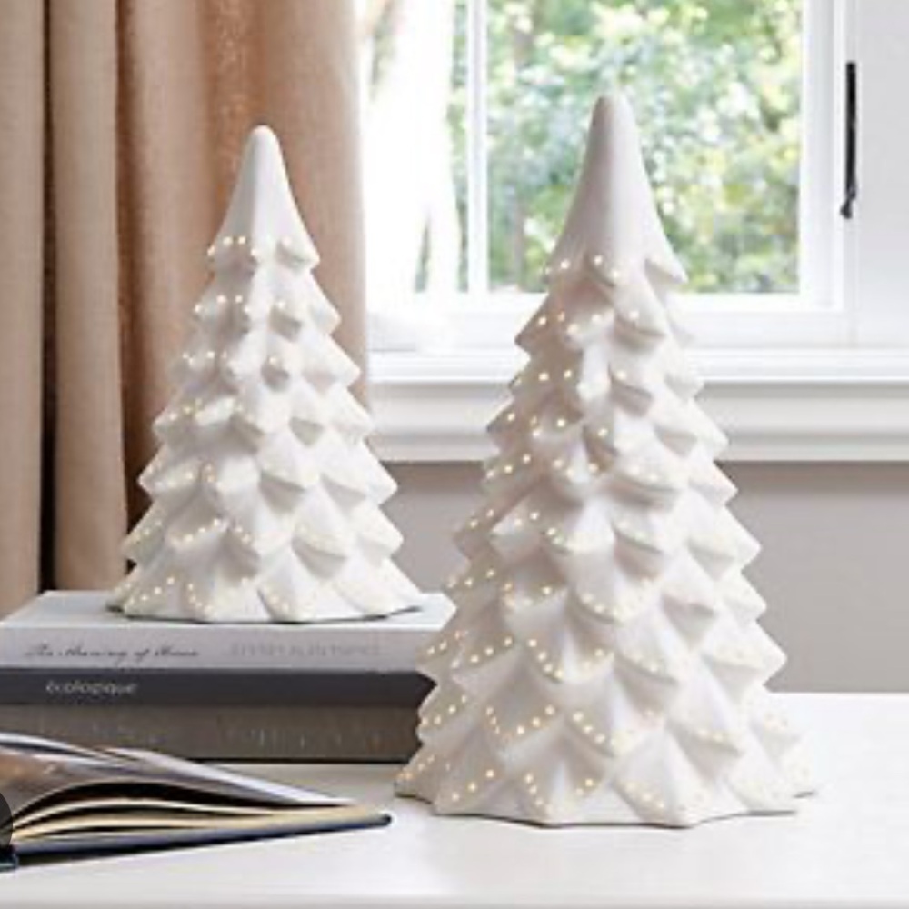 Ballard Designs small White Ceramic Christmas Tree